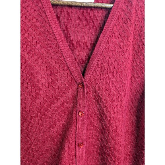 Talbots 2 Pc Set Red Cable Knit Top Cardigan Cotton Blend Made in the USA Sz PS - Picture 3 of 14